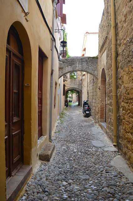 In the Maze of Narrow Streets of the Old Town of Rhodes