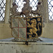 lawford church, essex (60) wooden heraldry atop c18 memorial to the children of thomas dent, erected 1735