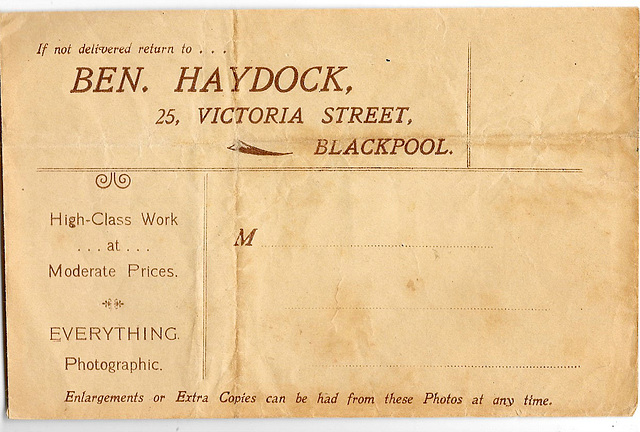 Ben Haydock photo envelope