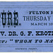 Rev. Dr. G. F. Krotel, Whom to Marry, Lecture Ticket, Fulton Hall, Lancaster, Pa., March 13, 1873
