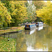 canal boats in autumn