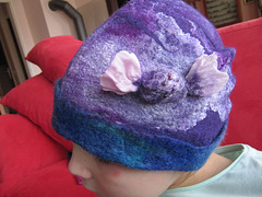 felted cap with a candy