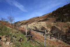 Over a stile near the top of the falls
