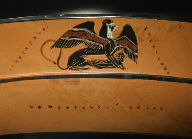 Detail of a Little Master Cup with a Sphinx and Nude Man in the Metropolitan Museum of Art, March 2018
