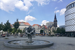 Leipzig 2019 – Richard-Wagner-Platz with the Pusteblumen-Brunnen