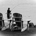 Chairs and fisherman, Maine