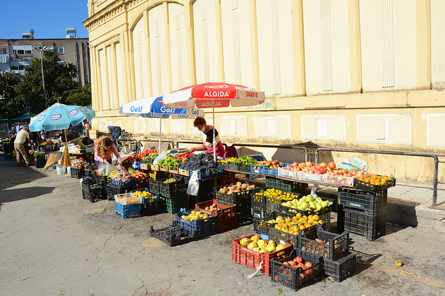 Albania, Vlorë, Street Market near the Old Building of Town Hall