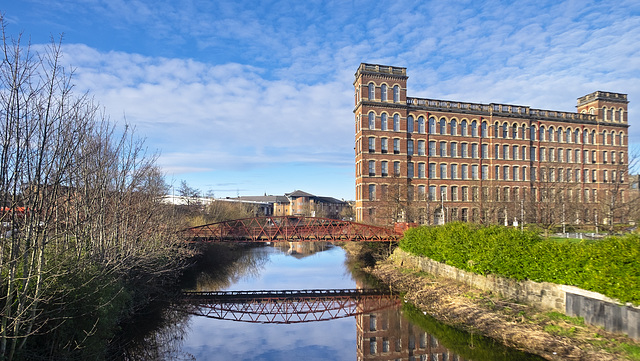 White Cart Water, Seedhill Footbridge and Anchor Mill, Paisley