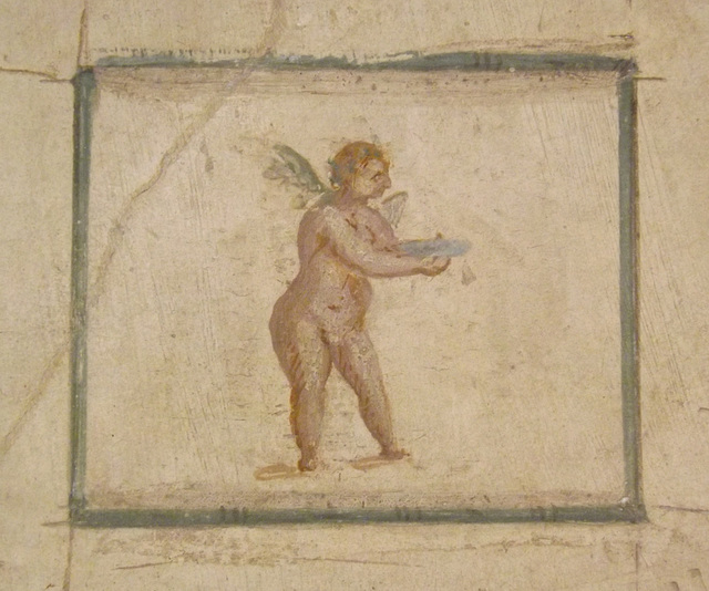 Detail of a Panel from a Cubiculum in the House of Joseph II in Pompeii in the Naples Archaeological Museum, July 2012