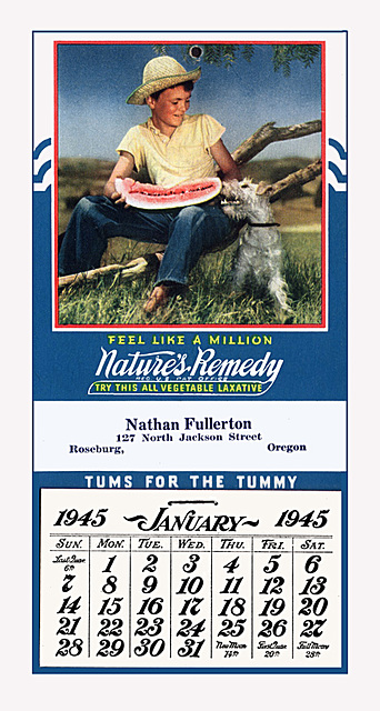 Nature's Remedy Laxative Promo, 1945