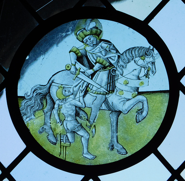 St. Martin Stained Glass Roundel in the Cloisters, October 2017