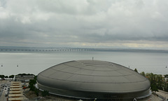 Lisbon, View to the Bridge of Vasco da Gama from High Floor of Tryp Lisboa Oriente Hotel