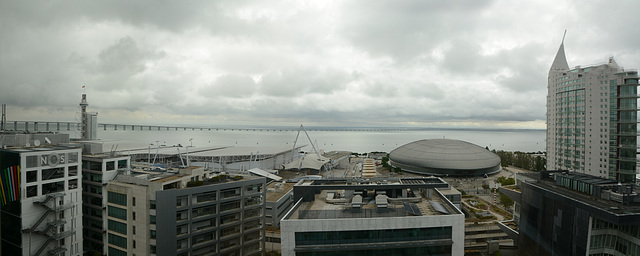 Panorama of Lisbon with Tagus River and Bridge of Vasco da Gama