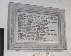 War Memorial, Lubenham Church, Leicstershire