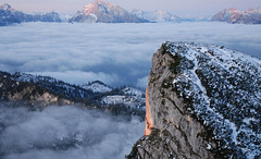 Über den Wolken: Sonnenaufgang am Untersberg (Berchtesgadener Hochthron)