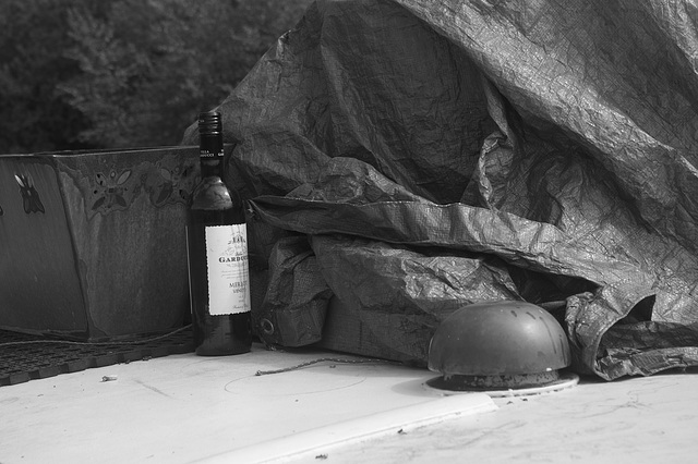 Wine on the narrowboat roof - 1