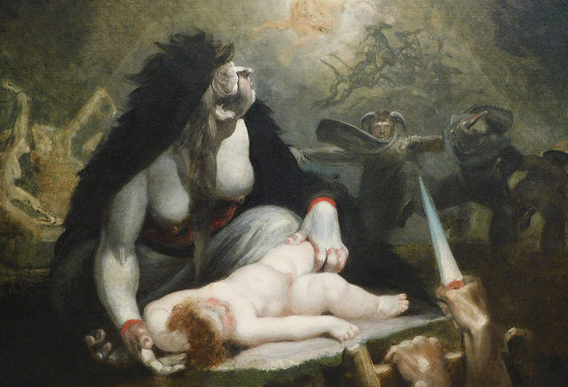 Detail of The Night-Hag Visiting Lapland Witches by Fuseli in the Metropolitan Museum of Art, January 2022
