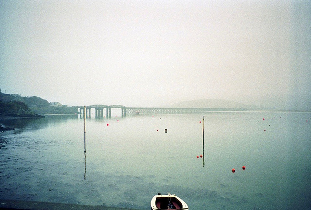February morning mist across Barmouth Bridge (Scan from 1993)