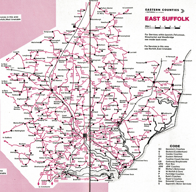 Suffolk County Bus Map Ipernity: Eastern Counties Omnibus Company/Suffolk County Council East Suffolk  Bus Map - Nov 1979 - By David Slater (Spoddendale)