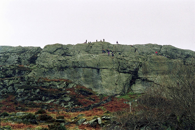 Rock climbers on the “Barmouth Slabs” (Scan from 1993)