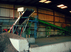 Conveyor belts at the composting yard