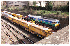 GBRf 66750 & 66711 on track maintenance duties just south of East Croydon station - 25 2 2023