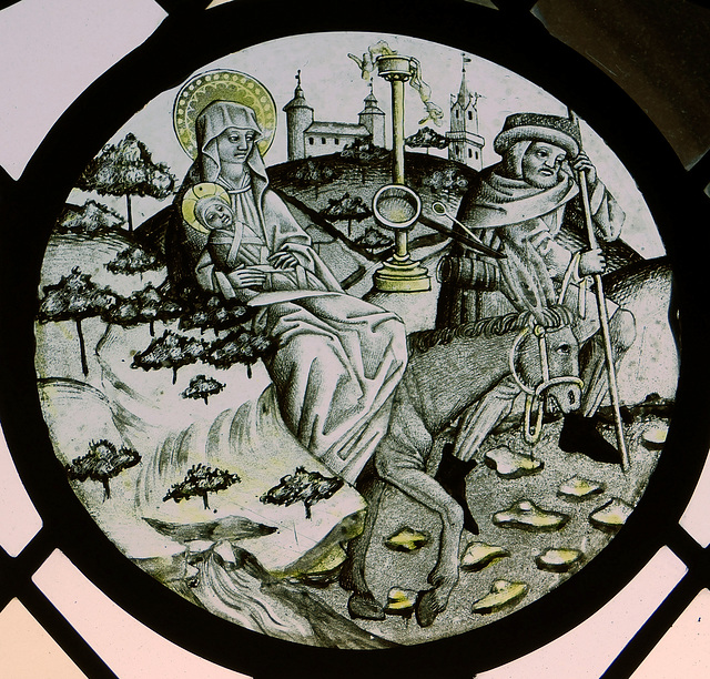 Stained Glass Roundel with the Flight into Egypt in the Cloisters, October 2017