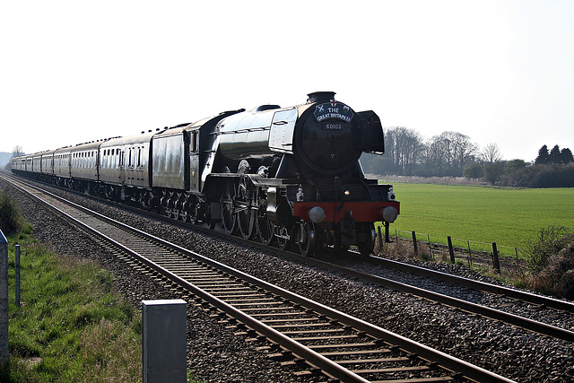 LNER class A3 4-6-2 60103 FLYING SCOTSMAN with 1Z62 Lincoln Central - Scarborough The Great Britain XI at Binington Crossing 19th April 2018