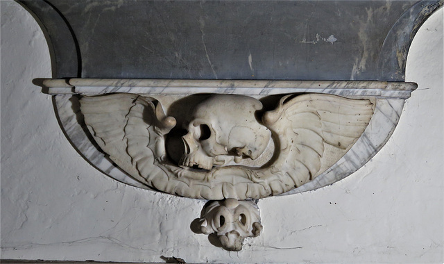 st margaret's church, barking, essex (74)winged skull on c18 tomb of captain joshua banaster +1738