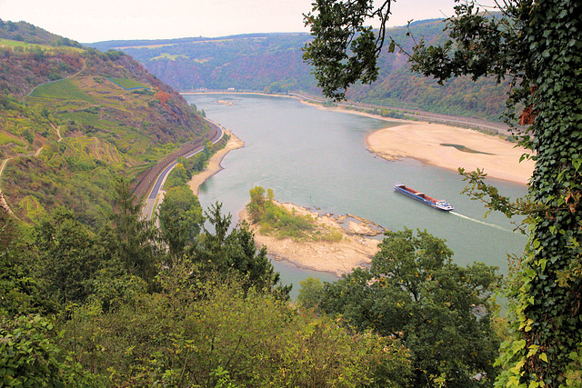 Oberwesel, Sandbänke im Rhein, Unesco Welterbe, Niedrigwasser