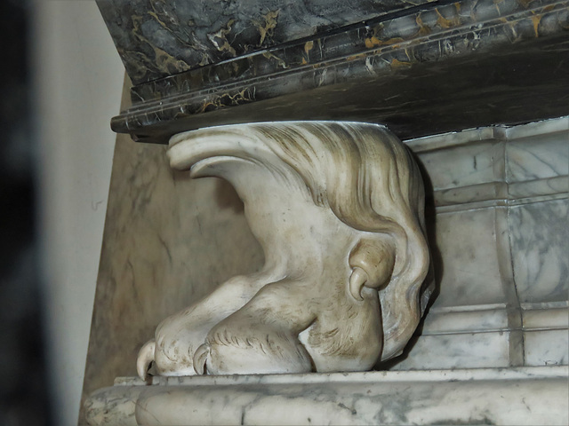 st margaret's church, barking, essex (81)lion's paw on c18 tomb of john bamber +1753