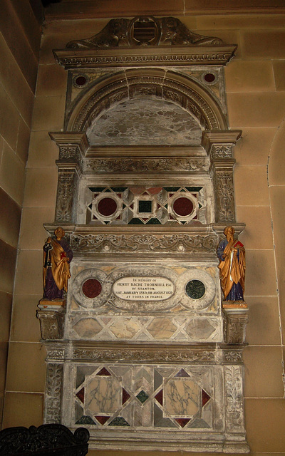 Memorial to Henry Bache Thornhill, chancel of Stanton in the Peak Church, Derbyshire