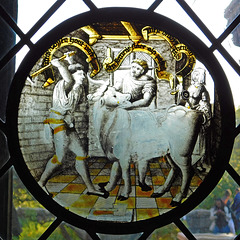 December: Killing the Ox Stained Glass Roundel in the Cloisters, October 2017