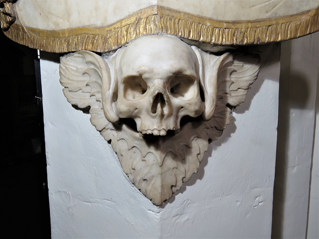 st margaret's church, barking, essex (99)winged skull on c18 tomb to sarah fleming +1715