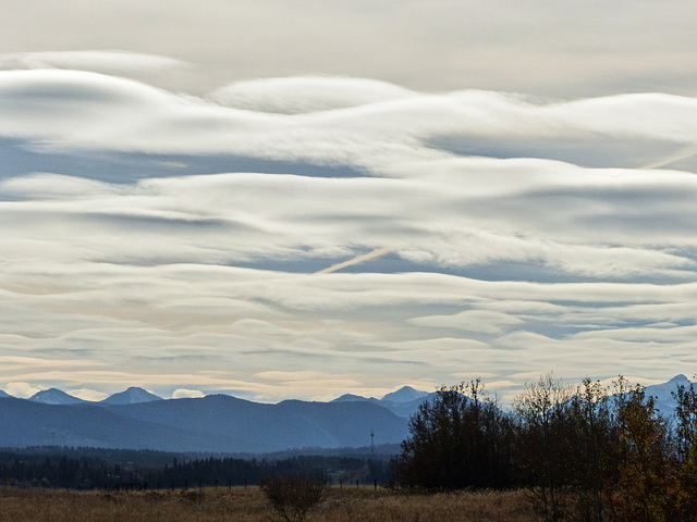 Lenticular (?) clouds over the mountains
