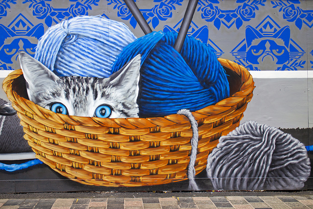 Cat in a Basket Mural