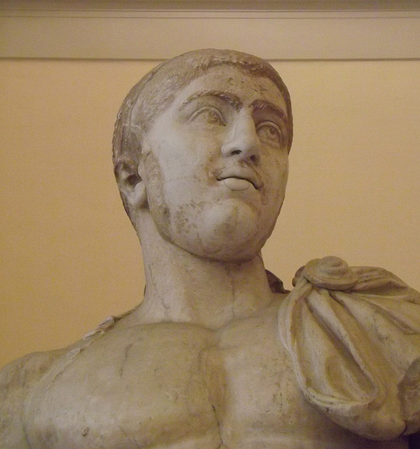 Detail of a Portrait of Alexander Severus with a Body of the Diomedes Type in the Naples Archaeological Museum, July 2012