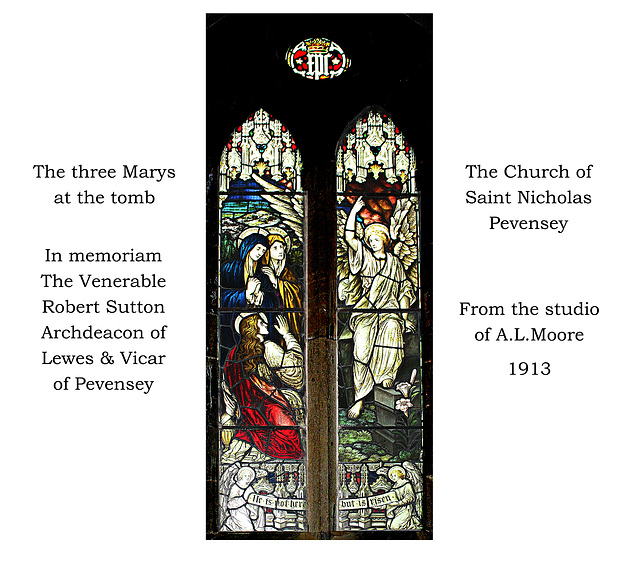 St Nicholas Pevensey - Sutton memorial window - The three Marys at the tomb - 1913