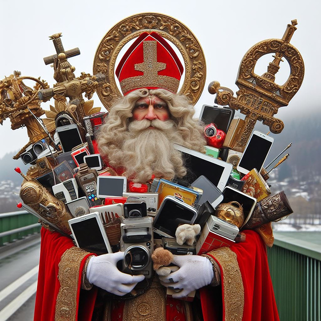 Nepomuk disguised as Santa Claus