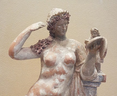 Detail of a Terracotta Statuette of Aphrodite and Eros in the Virginia Museum of Fine Arts, June 2018
