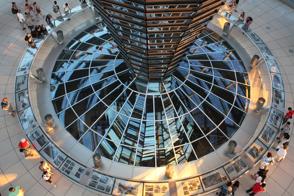 Looking down on the Reichstag Atrium level