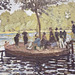 Detail of La Grenouillere by Monet in the Metropolitan Museum of Art, July 2018