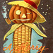 A Merry Halloween—Corncob Jack-o'-Lantern Scarecrow