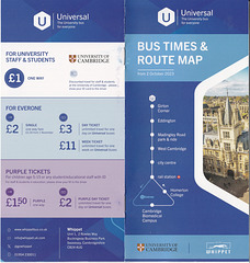 Universal bus service (Cambridge) leaflet - (1 of 6)