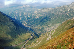 Furkapass -  east ramp and Rhone valley