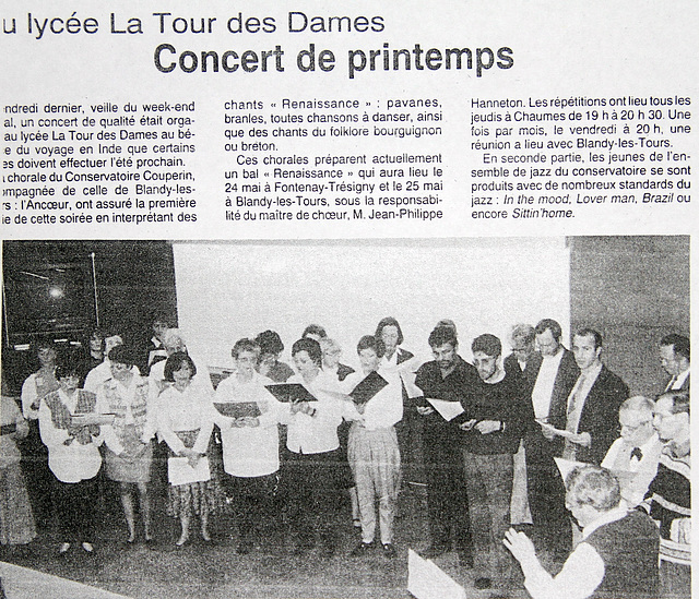 Concert Ancoeur au lycée de Rozay-en-Brie le 05/04/1996
