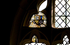 Stained glass fragments, Mugginton Church, Derbyshire