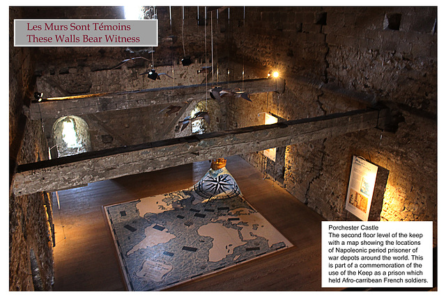 'These Walls Bear Witness' exhibition 1  - Portchester Castle - Prisoners of war depots map 2nd floor of the Keep -11 7 2019