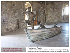 'These Walls Bear Witness' exhibition 4  - Portchester Castle - POW family in a boat - sculpture - 11 7 2019