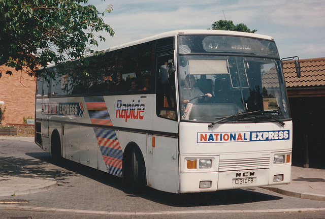 Wessex (National Express contractor) 131 (C131 CFB) in Mildenhall- 1 Jul 1991